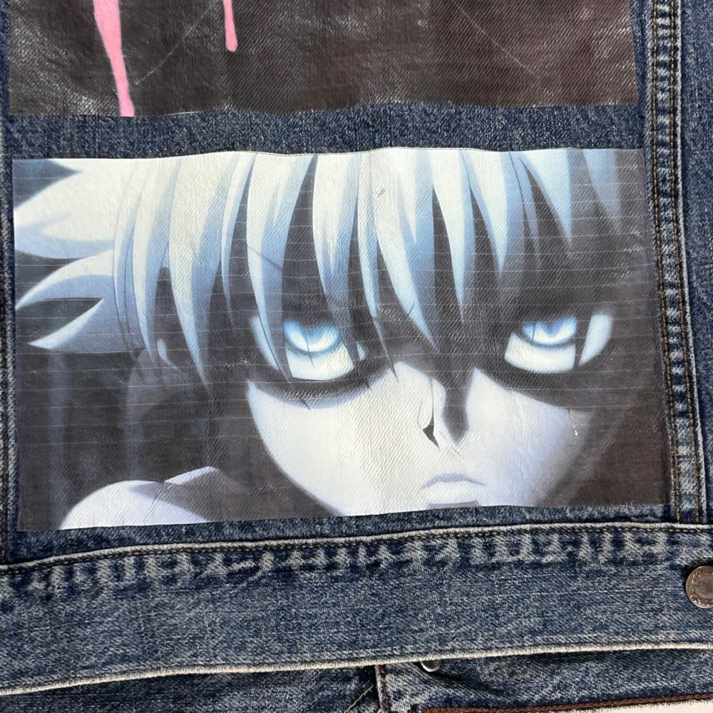 Levi Strauss Signature Mens Anime Custom Denim Jacket Blue Sharingan Killua L - Picture 8 of 8